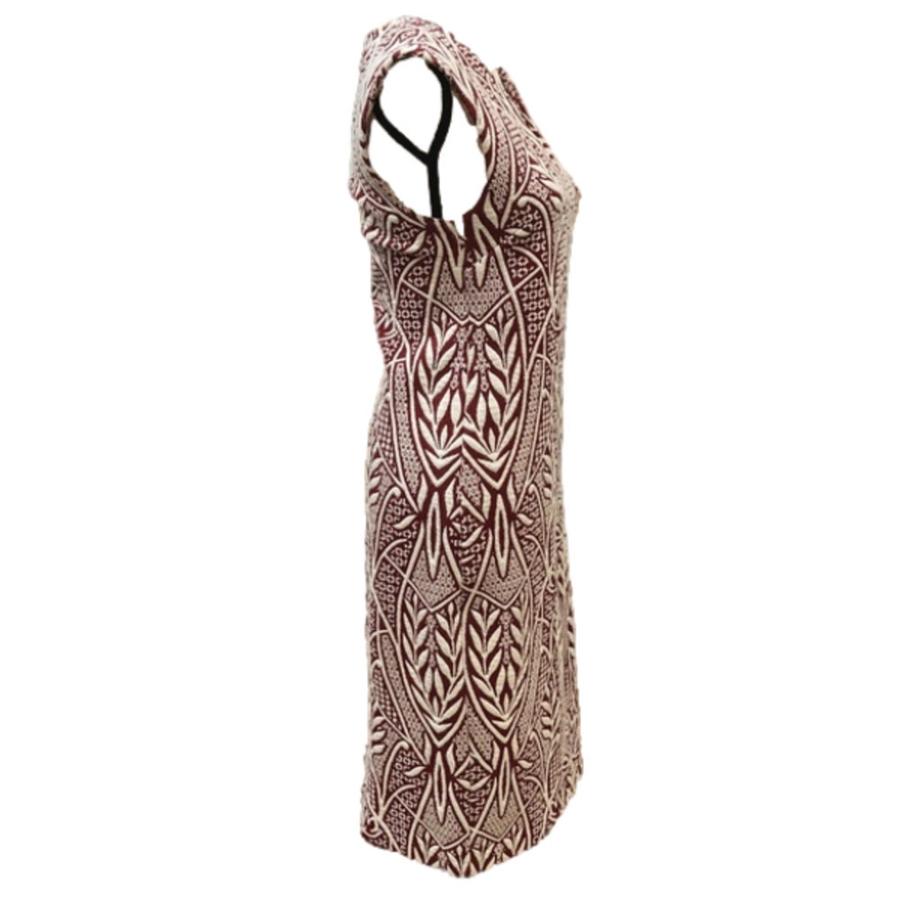 𝅺Anthropologie HD in Paris Picotage Red + White Textured Jacquard Sheath Dress - Picture 5 of 11